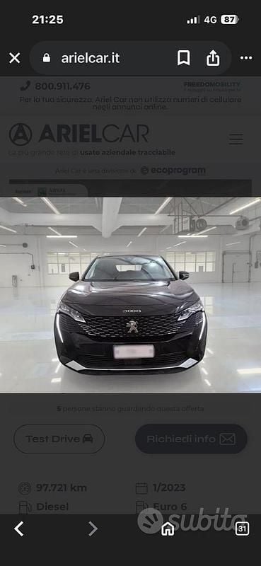 Usata Peugeot 3008 130 CV (95 kW) 2020 Nero SUV