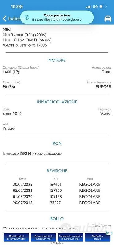 Usata Mini One D 90 CV (66 kW) 2014 Nero Utilitaria