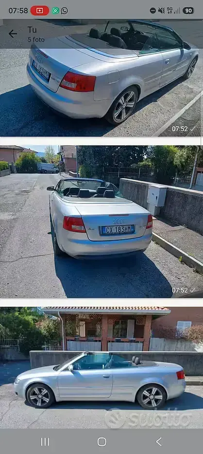 Usata Audi A4 Cabriolet 163 CV (119 kW) 2005 Grigio Cabrio