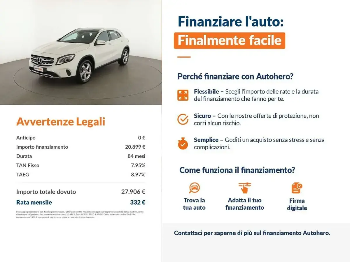 Usata Mercedes GLA180 110 CV (80 kW) 2017 Bianco SUV