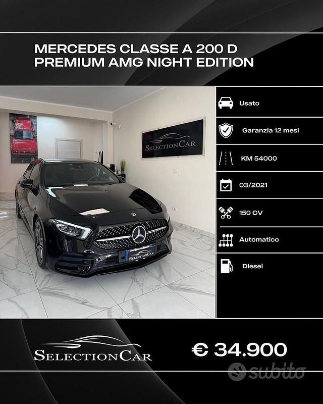 Nero Usata 2025 Mercedes A200 AMG Line Premium Berlina | 34.900 € (Buon prezzo) - Immagine 1/4