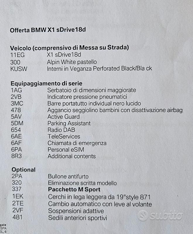 Usata BMW X1 Efficient Dynamics 2024 Bianco SUV