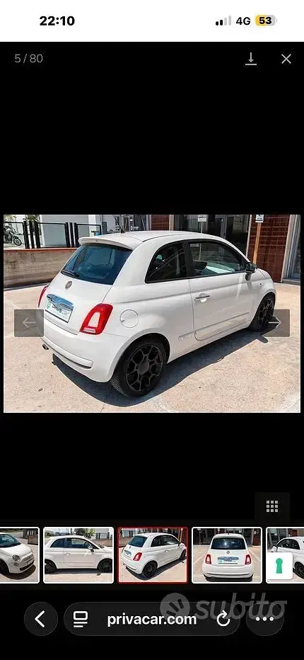 Usata Fiat 500 75 CV (55 kW) 2008 Bianco Berlina