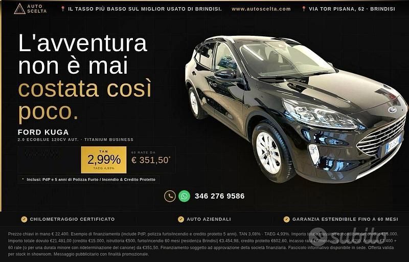 Usata Ford Kuga Business Edition 120 CV (88 kW) 2023 Nero SUV