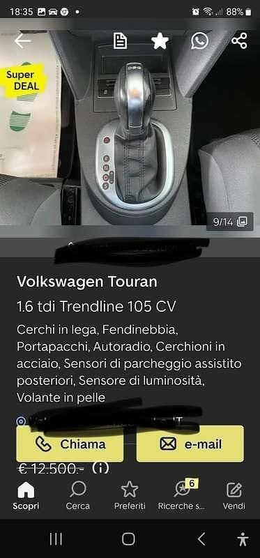 Usata VW Touran Trendline 105 CV (77 kW) 2013 Monovolume