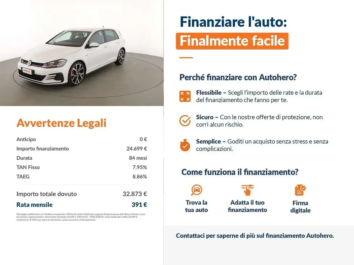 Usata VW Golf VII GTI 245 CV (180 kW) 2019 Bianco Berlina