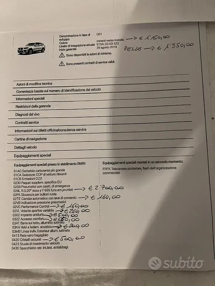 Usata BMW X3 xLine 190 CV (139 kW) 2019 Bianco SUV