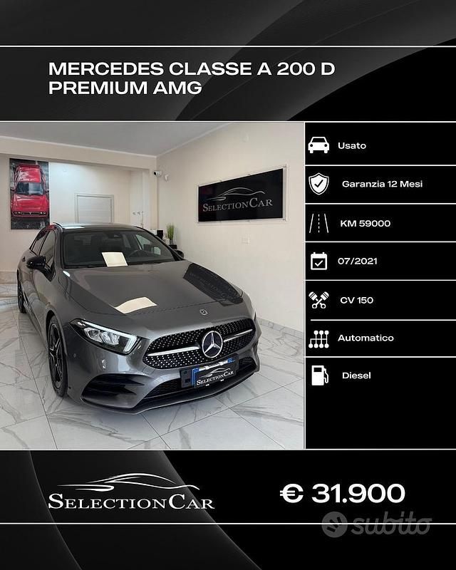 Usata Mercedes A200 Premium 150 CV (110 kW) 2021 Grigio Berlina