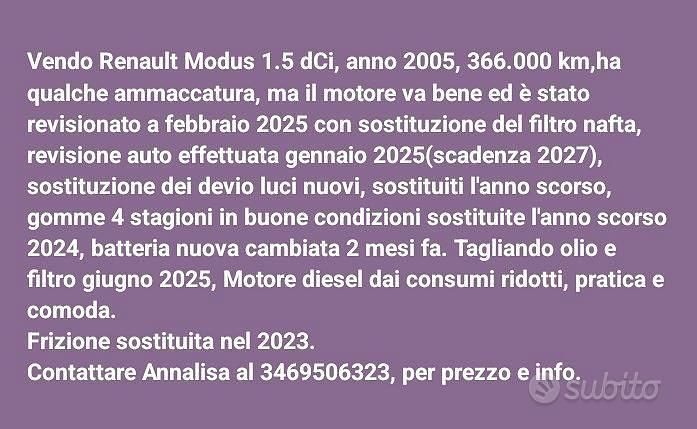 Usata Renault Modus 2006 Grigio Monovolume