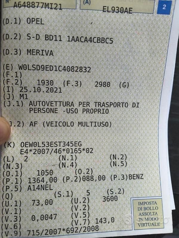 Usata Opel Meriva Cosmo 120 CV (88 kW) 2013 Marrone Monovolume