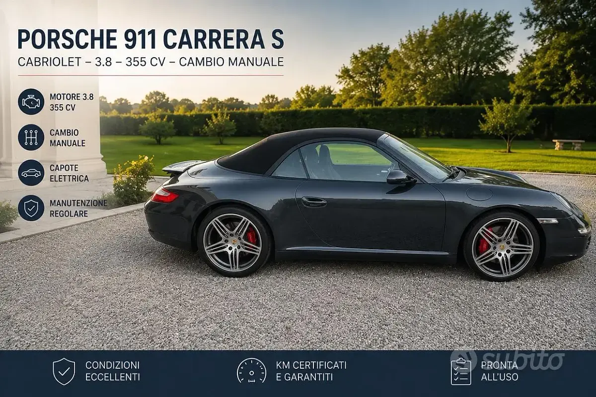 Usata Porsche 911S 355 CV (261 kW) 2007 Grigio Cabrio