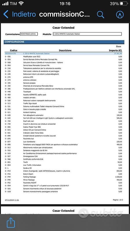 Usata Mercedes C220 170 CV (125 kW) 2016 Nero Station wagon
