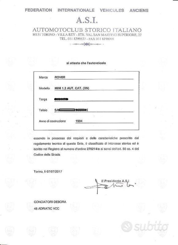 Usata Rover Mini 1994 Verde Cabrio