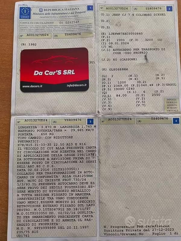 Usata Jeep CJ 1982 Bianco SUV