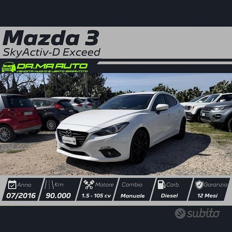 Usata Mazda 3 Exceed 105 CV (77 kW) 2016 Bianco Berlina