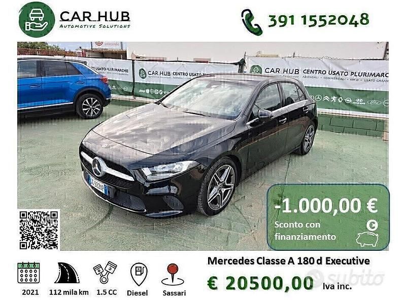 Usata Mercedes A180 Executive 116 CV (85 kW) 2021 Nero Berlina
