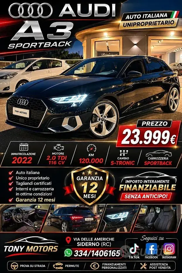 Usata Audi A3 Sport 150 CV (110 kW) 2022 Grigio Berlina