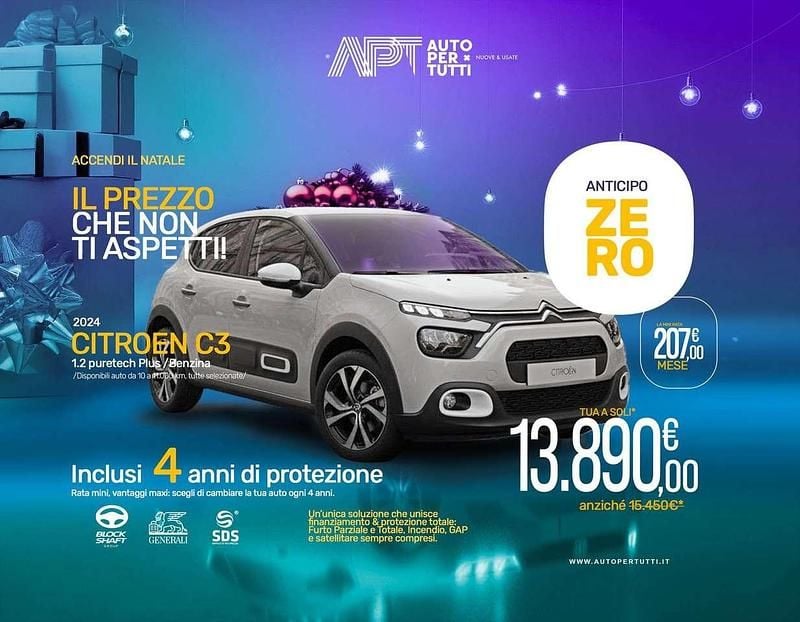 Nero Usata 2024 Citroën C3 PureTech Tre volumi | 13.890 € (Buon prezzo) - Immagine 1/4