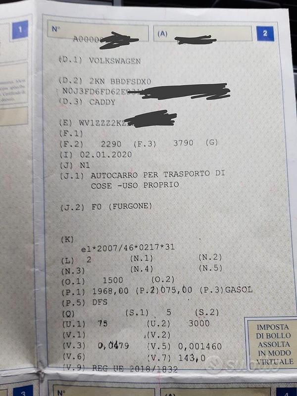 Usata VW Caddy 2020 Monovolume