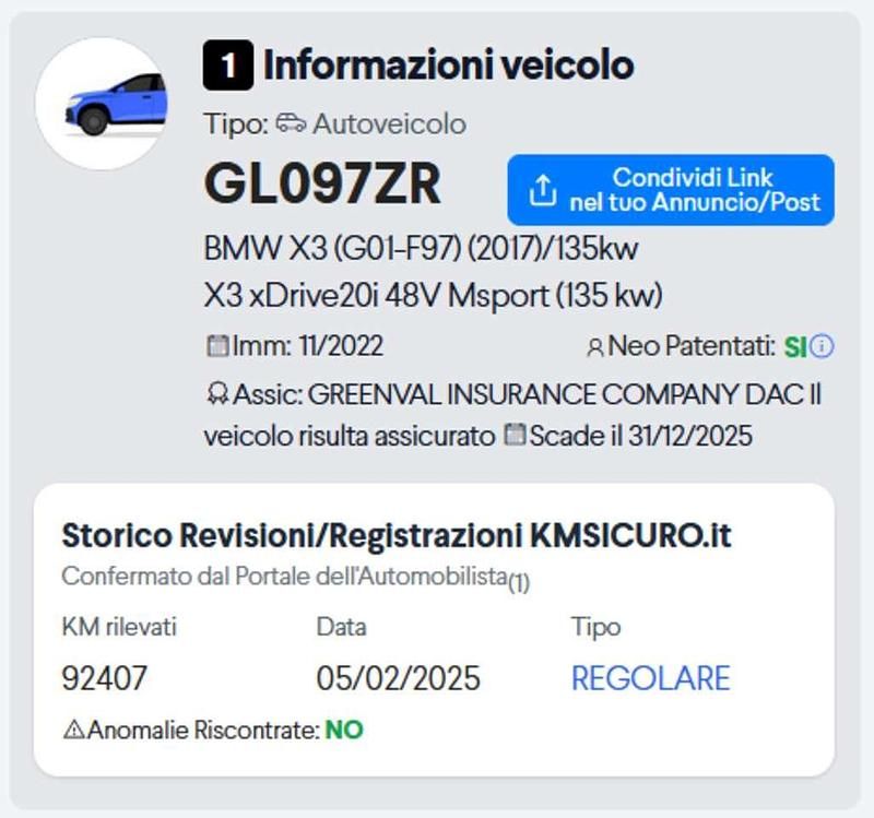 Usata BMW X3 Advantage 184 CV (135 kW) 2021 Bianco SUV