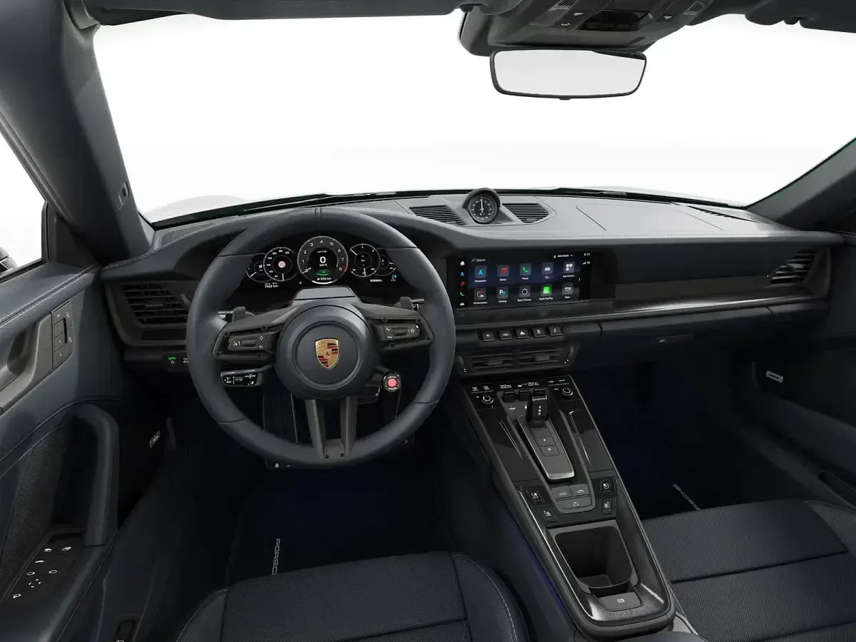 Nuova Porsche 911 Carrera 4 GTS 2026 Grigio ghiaccio metallizzato/capote blu Cabrio