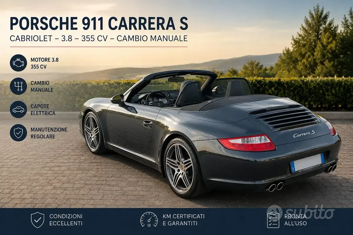 Usata Porsche 911S 355 CV (261 kW) 2007 Grigio Cabrio