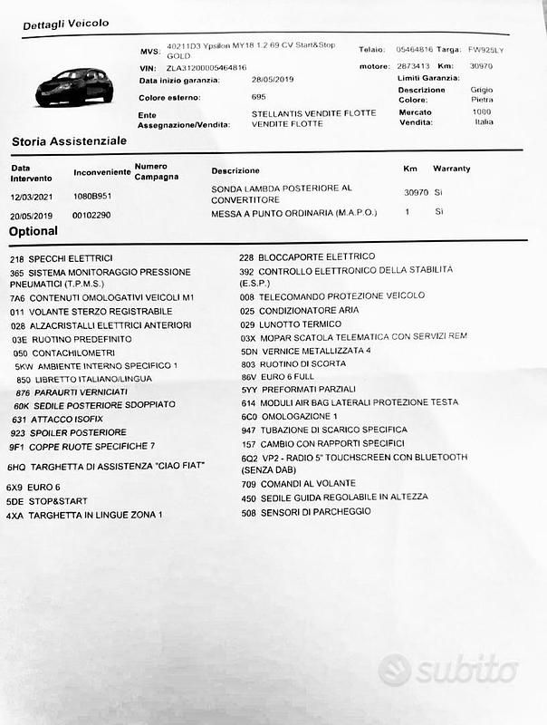 Usata Lancia Ypsilon 2019 Grigio Utilitaria