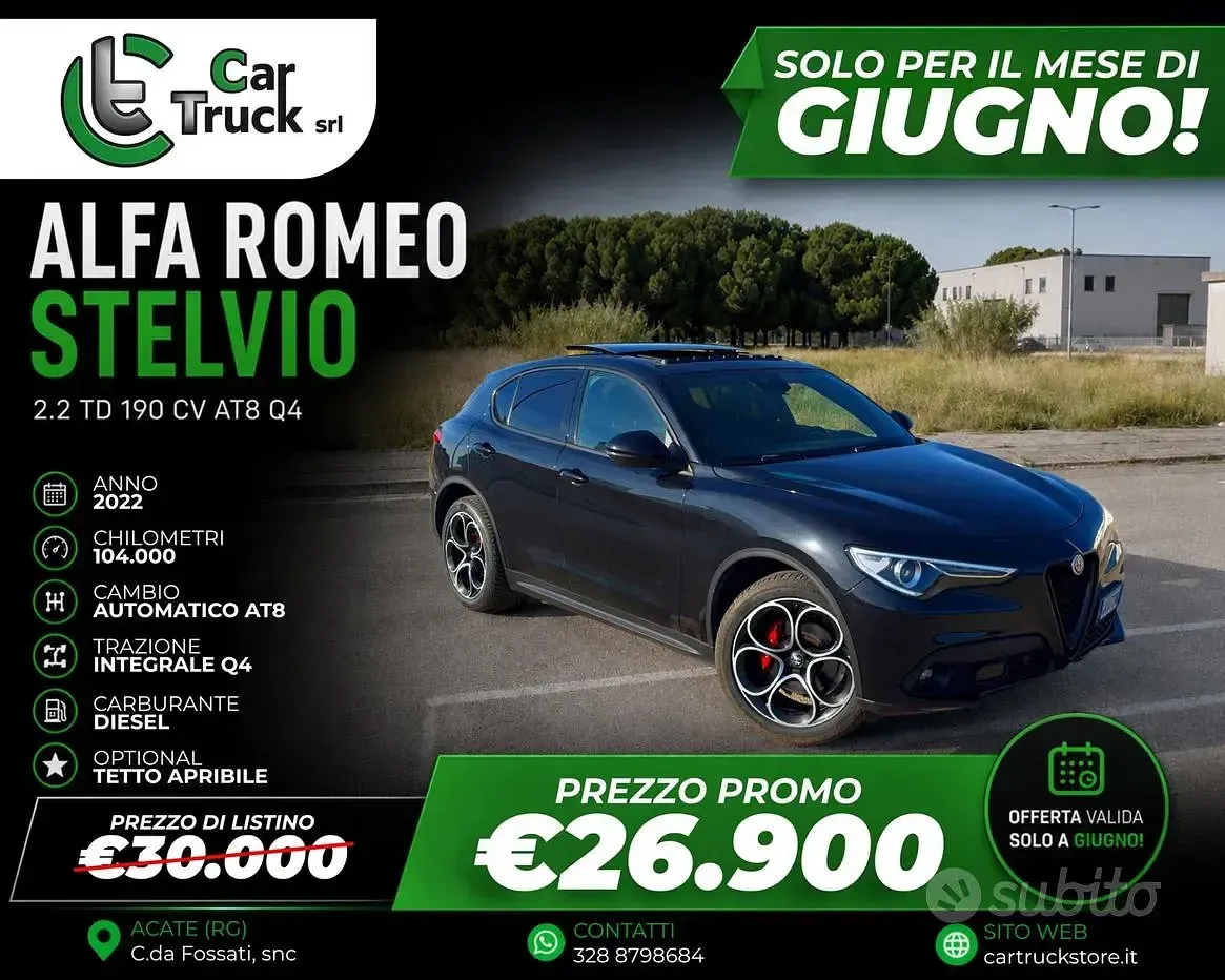 Usata Alfa Romeo Stelvio Sprint 190 CV (139 kW) 2022 Nero vulcano met SUV