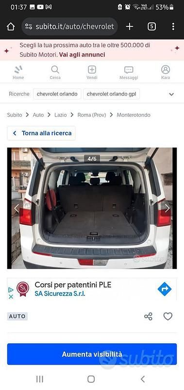 Usata Chevrolet Orlando 131 CV (96 kW) 2012 Bianco Monovolume