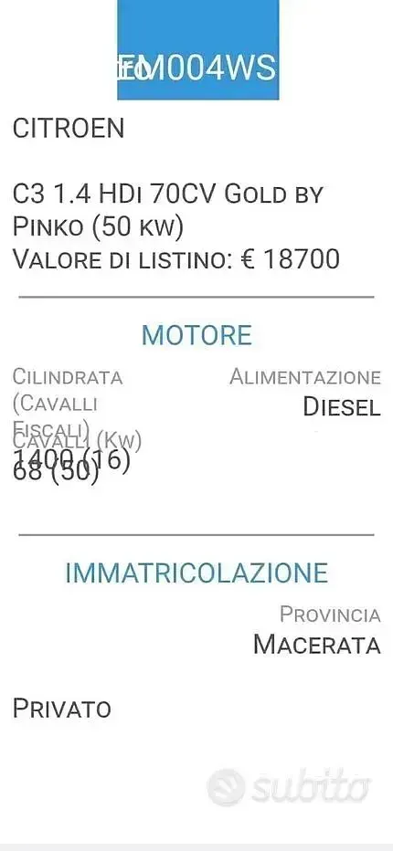 Usata Citroën C3 68 CV (50 kW) 2008 Nero Berlina