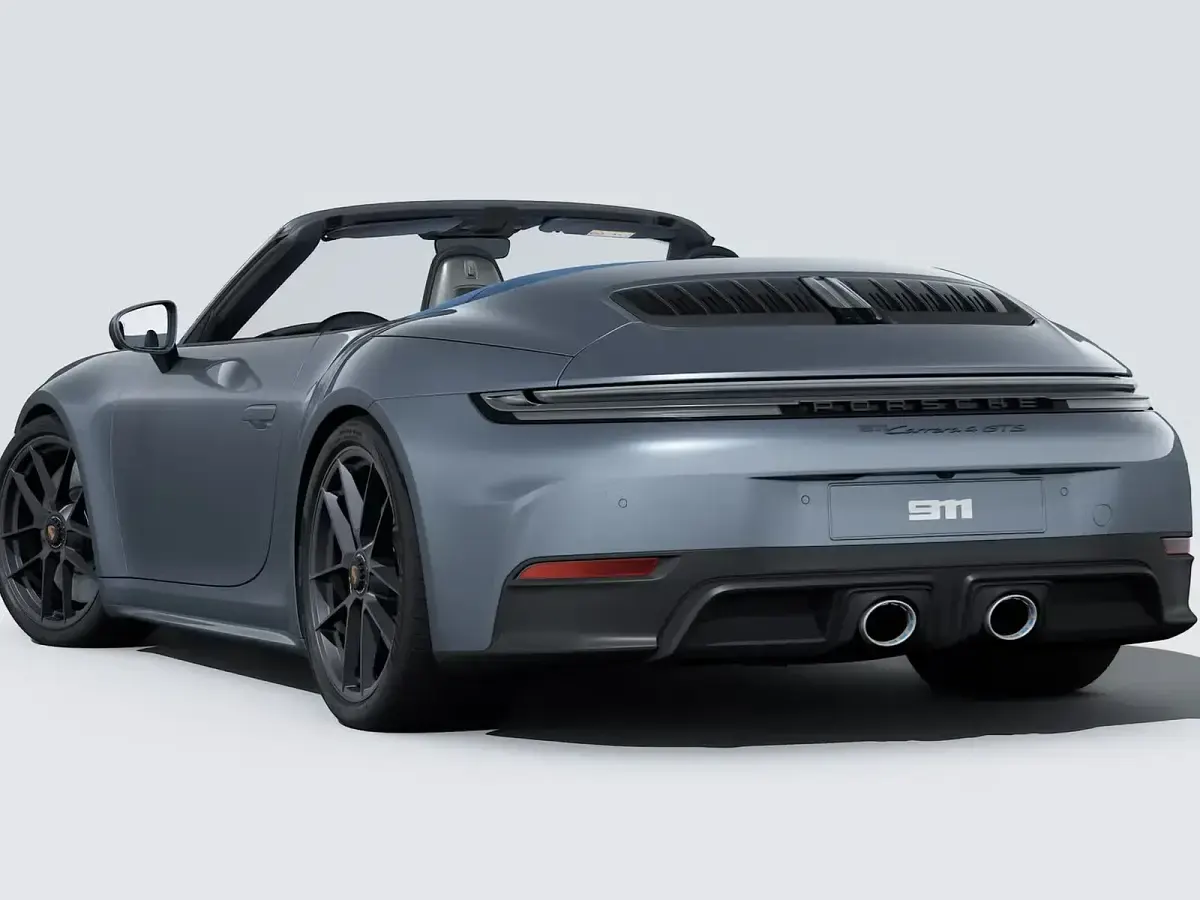 Nuova Porsche 911 Carrera 4 GTS 2026 Grigio vanadio metallizzato/capote blu Cabrio