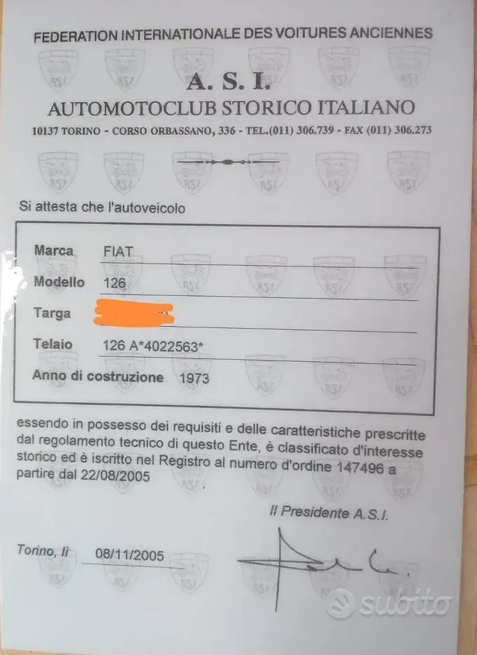Usata Fiat 126 1970 Rosso Utilitaria