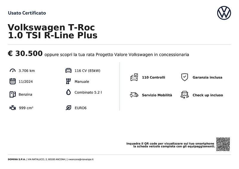 Usata VW T-Roc R-line Plus 116 CV (85 kW) 2024 Blu SUV