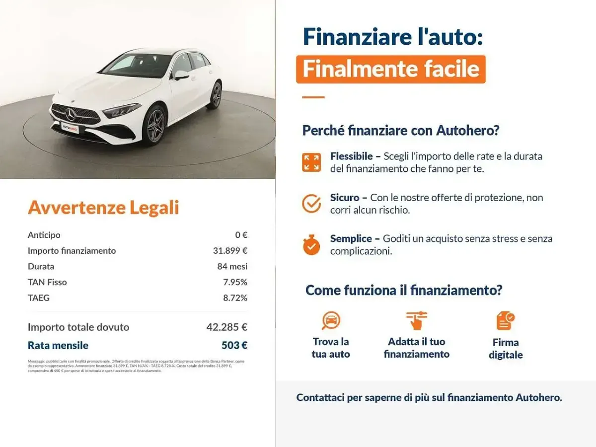 Usata Mercedes A250 AMG Line Premium 163 CV (119 kW) 2023 Bianco Berlina