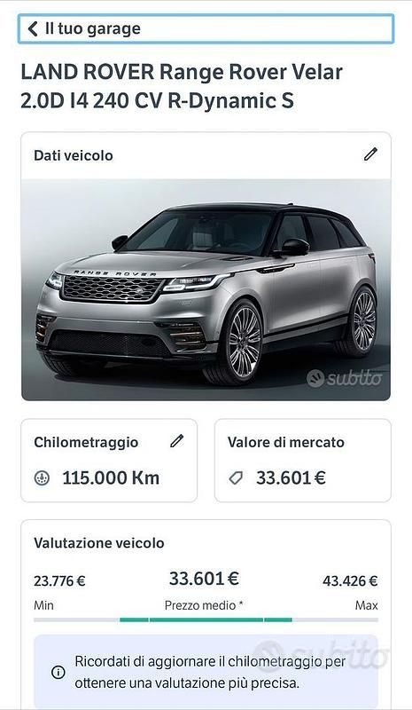 Nero Usata 2019 Land Rover Range Rover Velar R-Dynamic SUV | 26.000 € (Ottimo prezzo) - Immagine 1/4