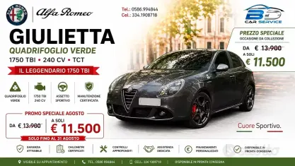 Usata Alfa Romeo Giulietta Quadrifoglio Verde 241 CV (177 kW) 2015 Grigio canna di fucile Utilitaria