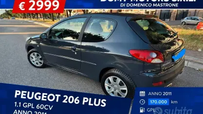 Usata Peugeot 206 60 CV (44 kW) 2011 Grigio Berlina