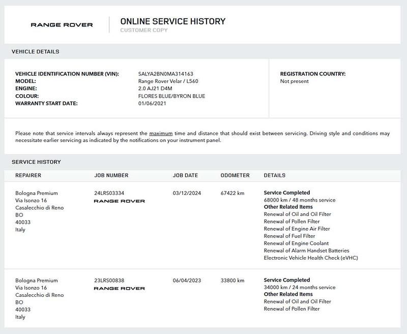 Usata Land Rover Range Rover Velar 204 CV (150 kW) 2021 Silver blu SUV