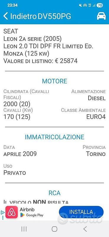 Usata Seat Leon FR 170 CV (125 kW) 2009 Nero Berlina