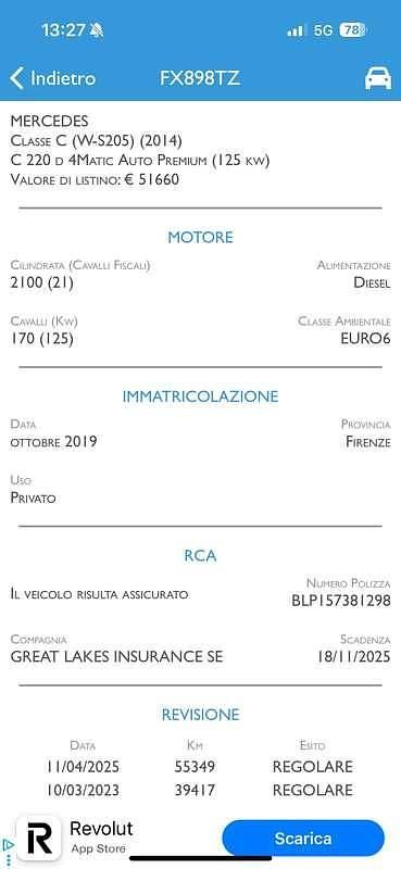 Usata Mercedes C220 Premium 170 CV (125 kW) 2019 Berlina