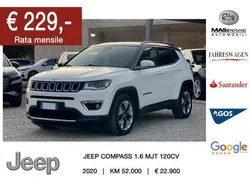 Bianco(met.) Usata 2020 Jeep Compass Limited SUV | 22.900 € (Buon prezzo)