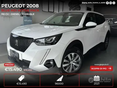 Usata Peugeot 2008 Active 110 CV (80 kW) 2021 Bianco SUV