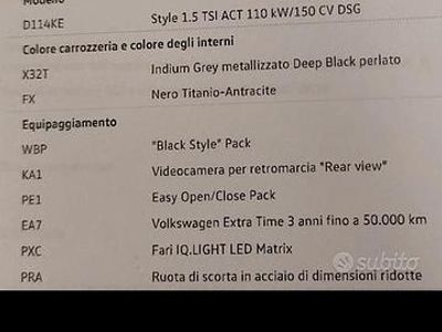 Usata VW T-Roc Style 150 CV (110 kW) 2022 Grigio SUV