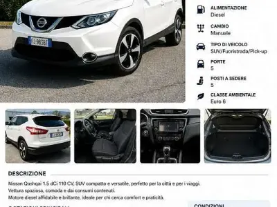 Usata Nissan Qashqai 360º 110 CV (80 kW) 2017 Bianco SUV