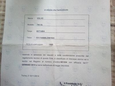 Usata Volvo 740 1989 Grigio Berlina