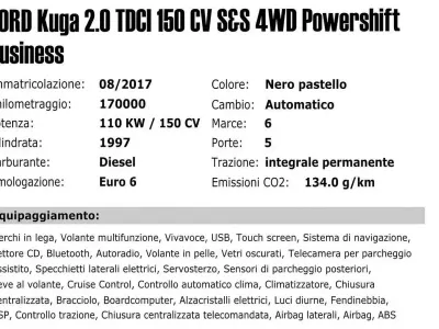 Usata Ford Kuga 150 CV (110 kW) 2017 Nero SUV