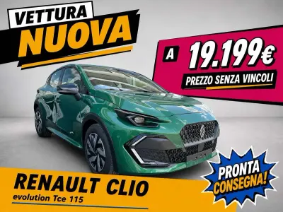 Nuova Renault Clio V Evolution 114 CV (83 kW) 2026 Verde assoluto Berlina