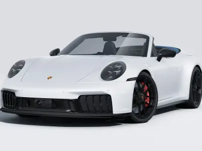 Nuova Porsche 911 Carrera 4 GTS 2026 Grigio ghiaccio metallizzato/capote blu Cabrio