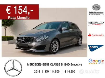 Usata Mercedes B180 Executive 109 CV (80 kW) 2016 Grigio Monovolume