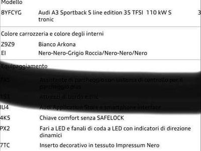 Usata Audi A3 S-Line 150 CV (110 kW) 2025 Bianco Berlina